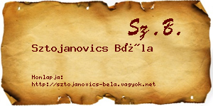 Sztojanovics Béla névjegykártya